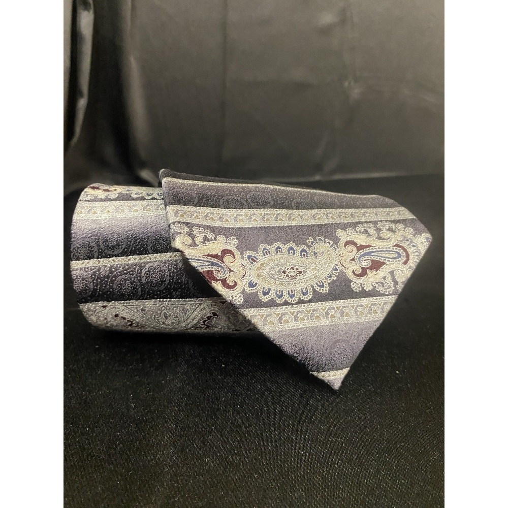 Repp Ltd Men's Black 100% Imported Silk Tie Geometric Necktie USA Made